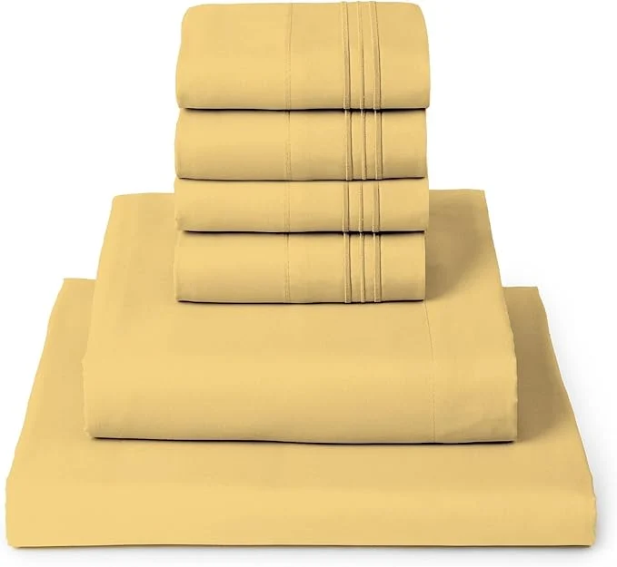 Proven Mellanni Queen Sheet Set - 6-Piece Iconic Collection Bedding Including 4 Pillowcases 16-Inch Deep Pocket Easy Care Extra Soft Cooling Sheets Brushed Microfiber - Yellow Fashionable