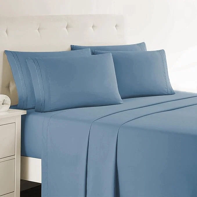 Trendy Clara Clark King Sheets - Hotel Luxury 6 Piece Bed Sheets for King Size Bed - Soft Bedding Sheets amp Pillowcases Fits Mattress up to 16 inch deep. King Stone Blue Authentic