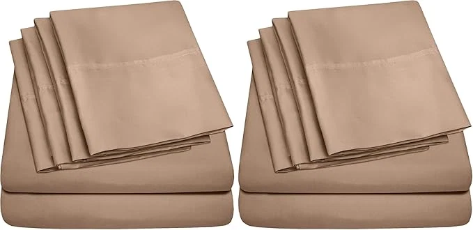 Crafted Twin Size Bed Sheets - 4 Piece 1500 Supreme Collection Fine Brushed Microfiber Deep Pocket Twin Sheet Set Bedding - 1 Extra Pillow Cases Great Value Twin Taupe Pack of 2 Recyclable
