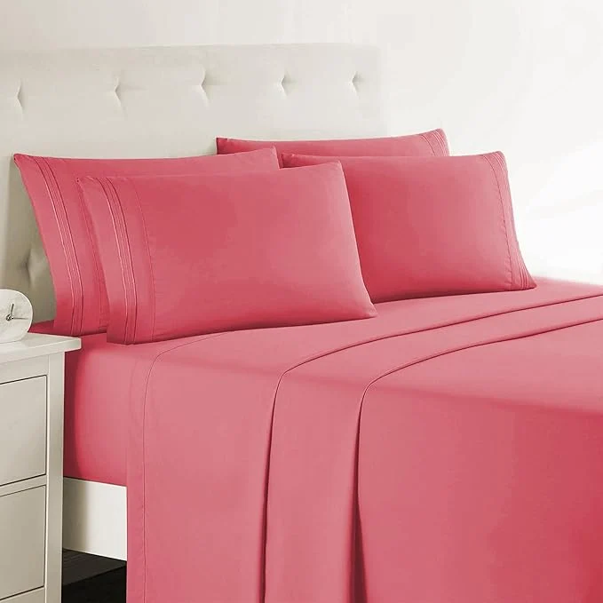Natural Clara Clark Twin Sheets 5 Piece Set - Hotel Luxury Sheets for Twin Size Bed Super Soft Bedding Set Twin Size Coral Pink Dependable
