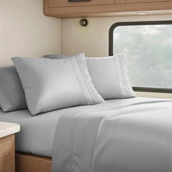 Clean Clara Clark Bed Linen Set Short Queen 6 Piece Microfiber Silver Durable