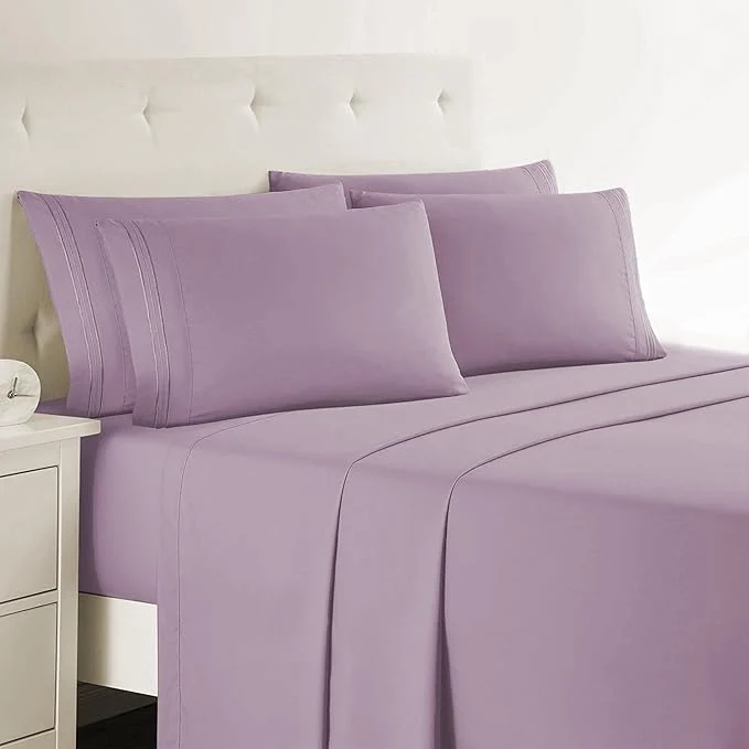 Dependable Clara Clark Full Sheets - Hotel Luxury 6 Piece Bed Sheets for Full Size Bed - Soft Bedding Sheets amp Pillowcases Fits Mattress up to 16 inch deep. Full Dusty Purple Trendy