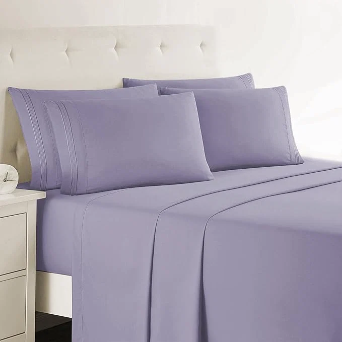 Modern Clara Clark King Sheets 6 Piece Set - Hotel Luxury Sheets for King Size Bed Super Soft Bedding Set King Size Lavender Comfortable