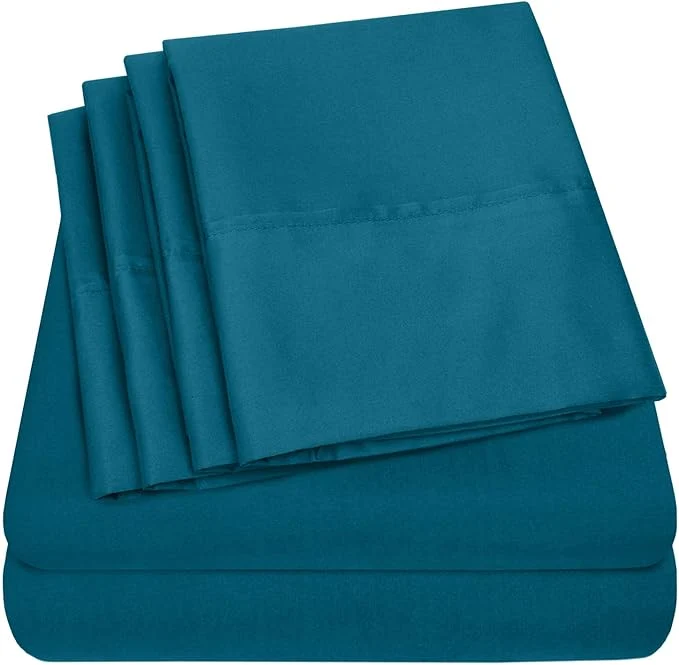 Fast Cal King Size Bed Sheets - 6 Piece 1500 Supreme Collection Fine Brushed Microfiber Deep Pocket California King Sheet Set Bedding - 2 Extra Pillow Cases Great Value California King Teal Long-Lasting