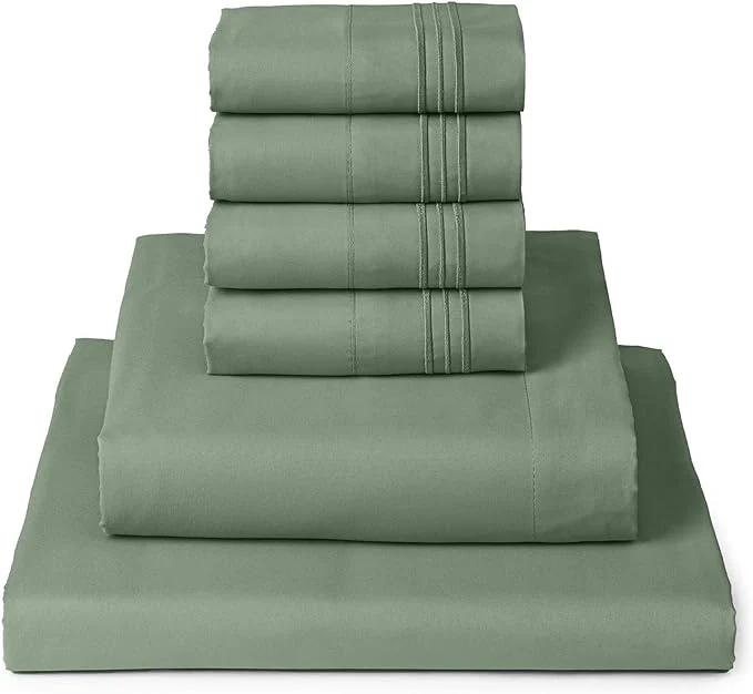 Durable Mellanni King Sheet Set - 6-Piece Iconic Collection Bedding Including 4 Pillowcases 16-Inch Deep Pocket Easy Care Extra Soft Cooling Sheets Brushed Microfiber - Sage Innovative