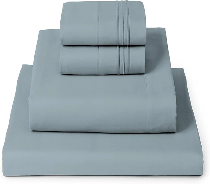Reusable Mellanni Twin XL Sheet Set - 4-Piece Iconic Collection Bedding Including 2 Pillowcases 16-Inch Deep Pocket Easy Care Extra Soft Cooling Sheets Brushed Microfiber - Spa Blue Professional