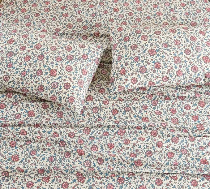 Advanced DAUAOTO Cotton Sheets Set Twin Size Printed Bedding Sets Up to 14 quot Deep Mattress Country Rustic Floral Pattern Bedlinen Set High-End