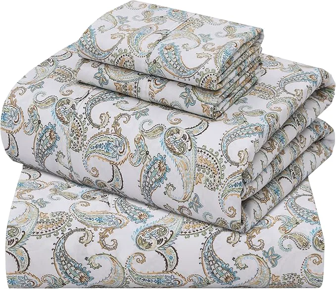Functional ZOYER Cotton Sheets – Full Size Percale Bedding Cooling amp Breathable Durable with a Crisp Soft amp Comfortable Feel 16 quot Deep Pocket 4-Piece Set Paisley Ornamental Dependable