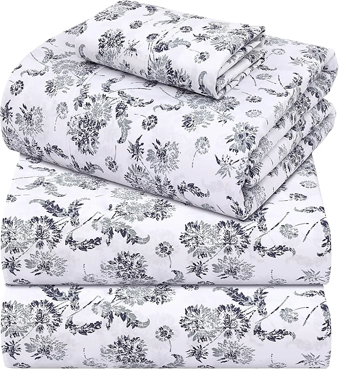 Minimalist ZOYER Cotton Sheets – Split King Size Percale Bedding Cooling amp Breathable Durable with a Crisp Soft amp Comfortable Feel 16 quot Deep Pocket 5-Piece Set Frozen Garden Reusable