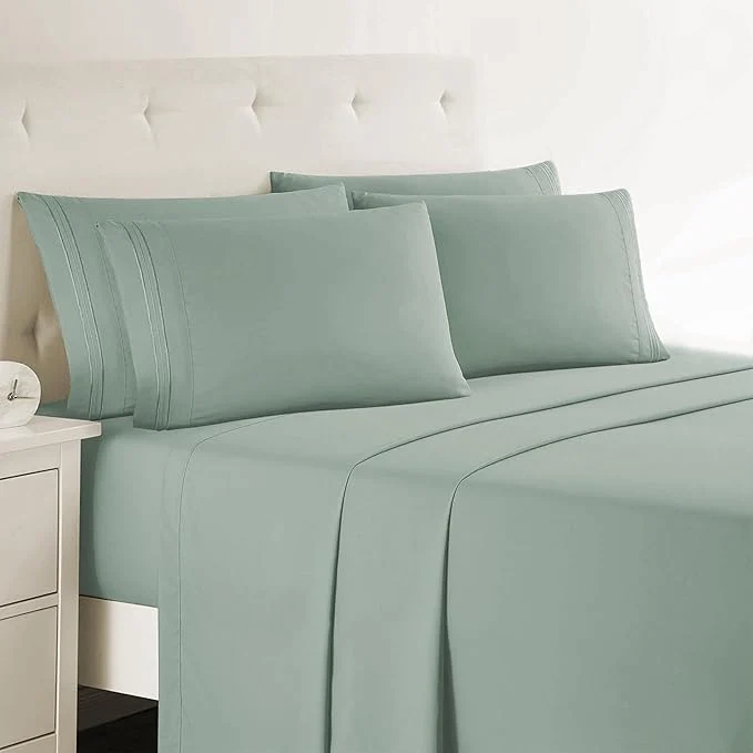 High-End Clara Clark Twin XL Sheets - Hotel Luxury 5 Piece Bed Sheets for Twin XL Size Bed - Soft Bedding Sheets amp Pillowcases Fits Mattress up to 16 inch deep. Twin XL New Sage Green Contemporary