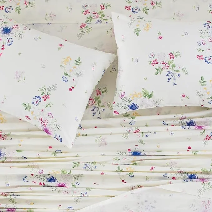 Reliable DAUAOTO Cotton Bedding Printed Sheets Set for King Size Bed Up to 14 quot Deep Mattress Farmhouse Pattern Bedlinen Sets Bloom Floral Organic