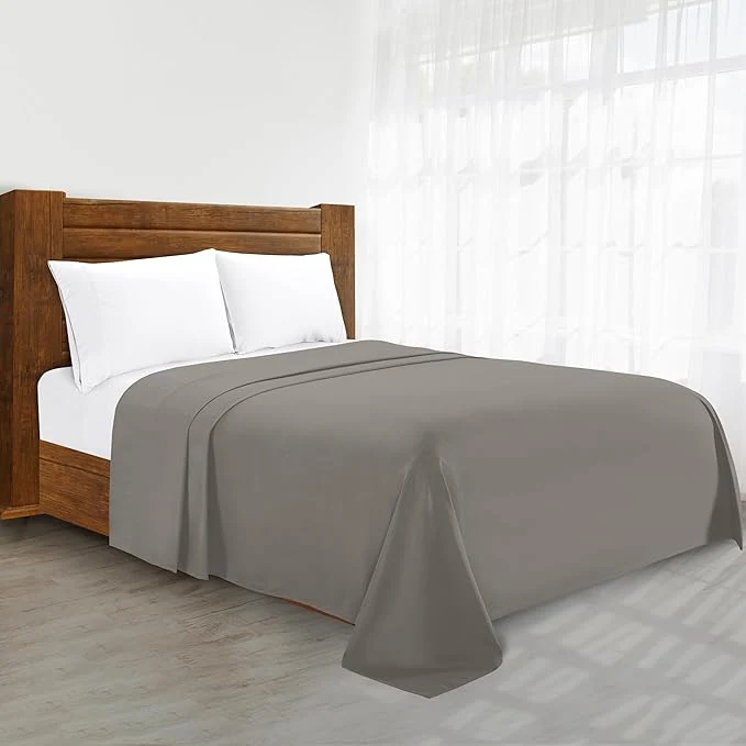 Sustainable Luxury Flat Sheet on Amazon Elegant Comfort Wrinkle- 1500 Premier Hotel Quality 1-Piece Flat Sheet California King Size Grey Soft