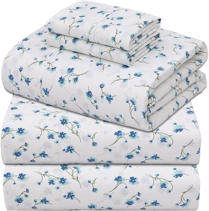 Sophisticated ZOYER Cotton Sheets – Split King Size Percale Bedding Cooling amp Breathable Durable with a Crisp Soft amp Comfortable Feel 16 quot Deep Pocket 5-Piece Set La Laa Flower Consistent