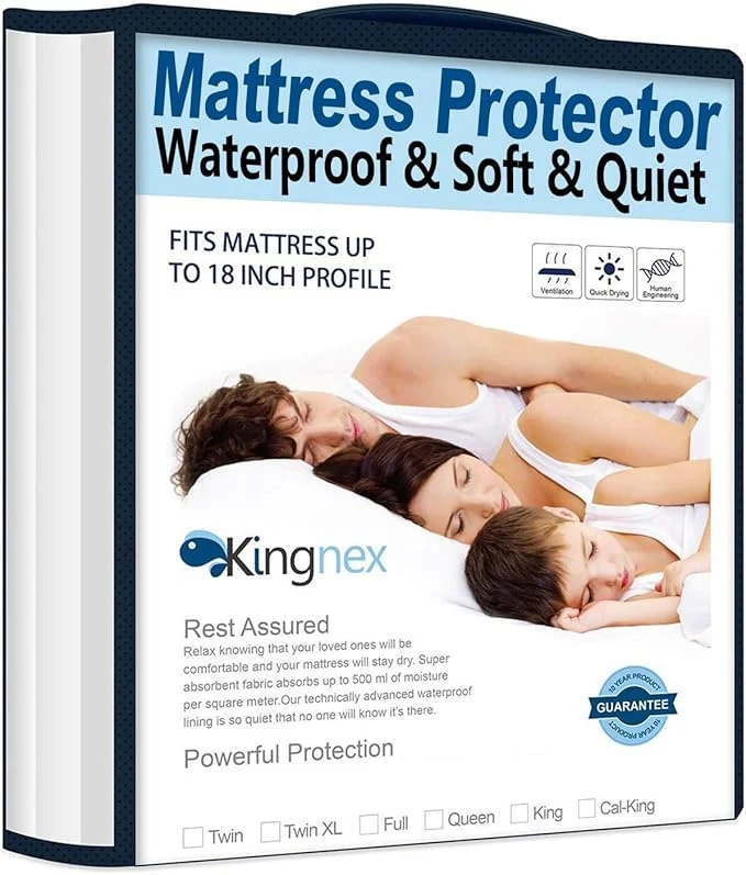 Trusted Kingnex Olympic Queen 66 x 80 Waterproof Mattress Protector with Bamboo Viscose Jersey Surface for Super Queen Bed Fitted Sheet Style Cover Olympic Queen Healthy