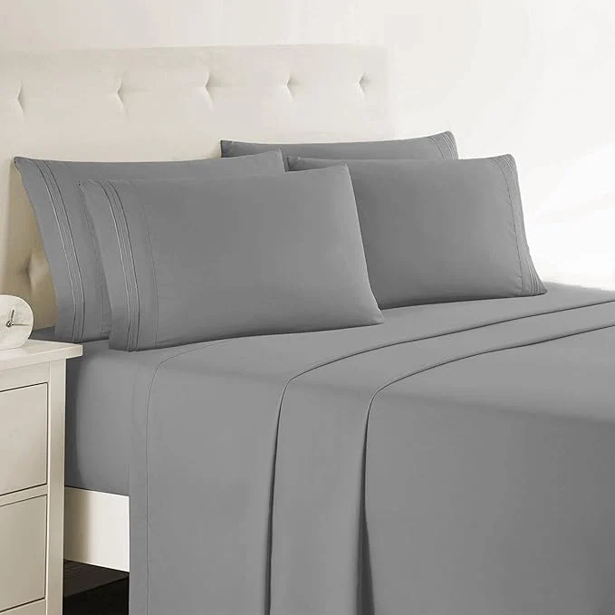 Selected Clara Clark Twin Sheets - Hotel Luxury 5 Piece Bed Sheets for Twin Size Bed - Soft Bedding Sheets amp Pillowcases Fits Mattress up to 16 inch deep. Twin Medium Grey Proven