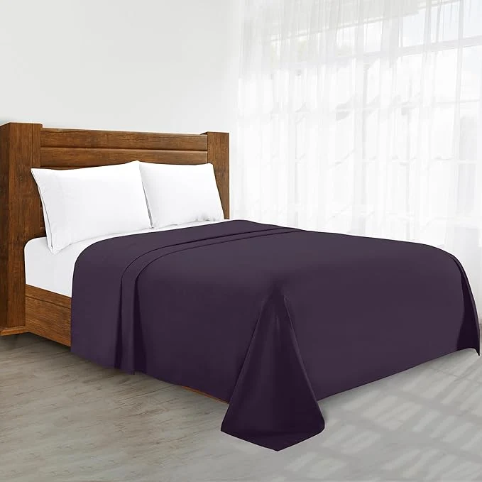 Exceptional Luxury Flat Sheet on Amazon Elegant Comfort Wrinkle- 1500 Premier Hotel Quality 1-Piece Flat Sheet California King Size Purple Specialty