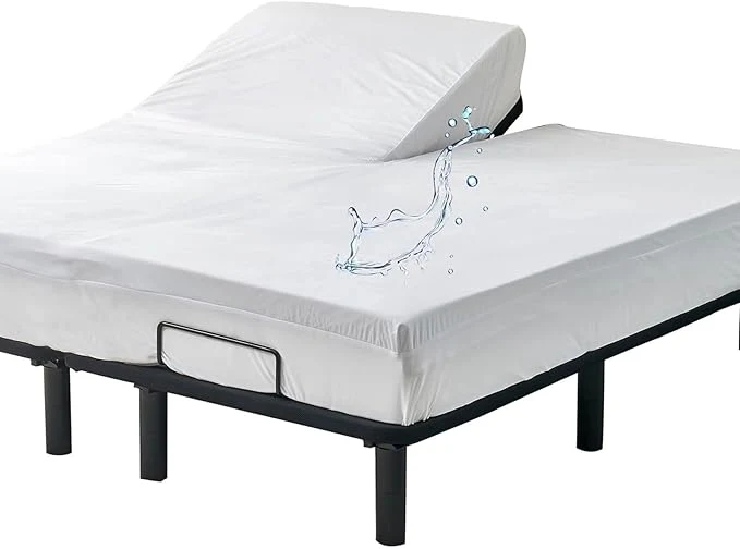 Safe 28-30 quot Split Top Cal King Mattress Protector for Adjustable Bed with Upper Flex Head Waterproof Ultra Soft Fitted Mattress Cover Green