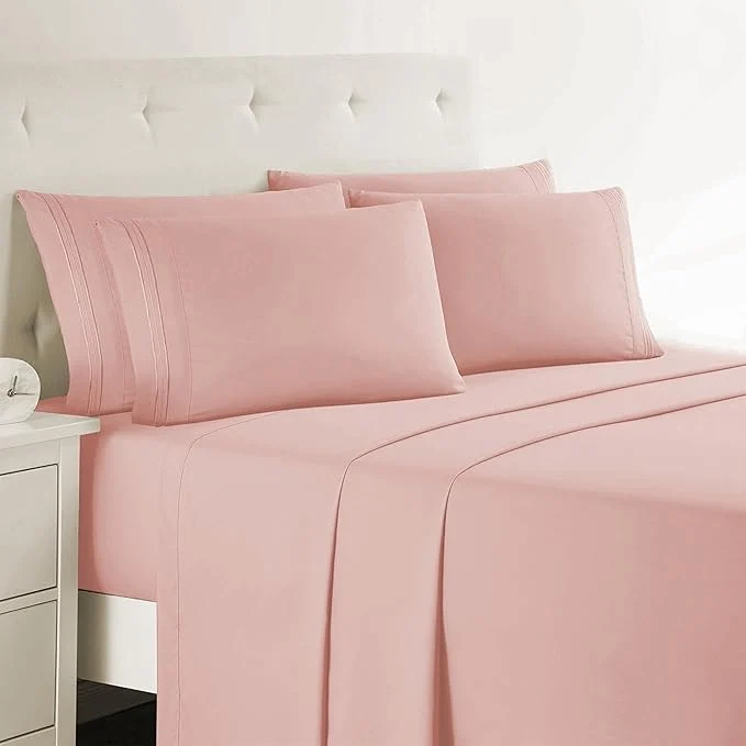 Clara Clark Twin Sheets - Hotel Luxury 5 Piece Bed Sheets for Twin Size Bed - Soft Bedding Sheets amp Pillowcases Fits Mattress up to 16 inch deep. Twin Peach Beige Prestigious