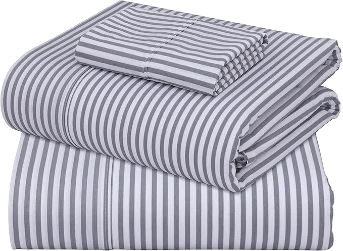 User-Friendly ZOYER Cotton Sheets – Twin Size Percale Bedding Cooling amp Breathable Durable with a Crisp Soft amp Comfortable Feel 16 quot Deep Pocket 3-Piece Set Grey Stripe Elite
