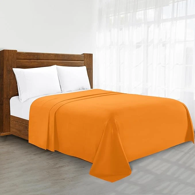 Environmentally Friendly Luxury Flat Sheet on Amazon Elegant Comfort Wrinkle- 1500 Premier Hotel Quality 1-Piece Flat Sheet California King Size Vibrant Orange Crafted
