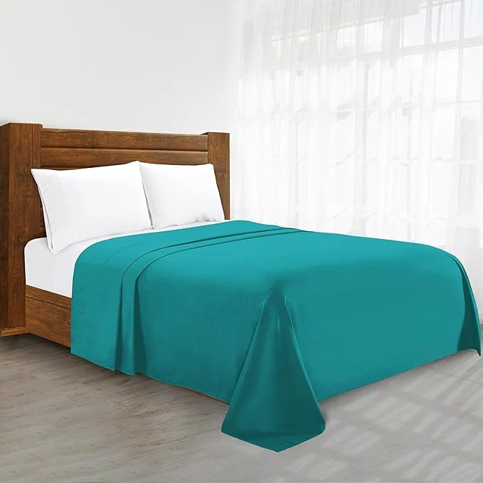 Premium Luxury Flat Sheet on Amazon Elegant Comfort Wrinkle- 1500 Premier Hotel Quality 1-Piece Flat Sheet Full Size Turquoise Responsible