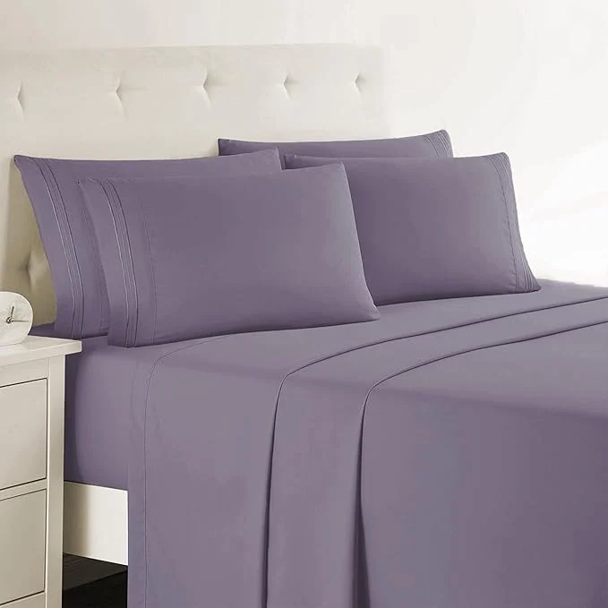 Elite Clara Clark Hotel Luxury 5 Piece Bed Sheets for Twin Size Bed - Soft Bedding Sheets amp Pillowcases Fits Mattress up to 16 inch deep. Twin Grayish Purple Advanced