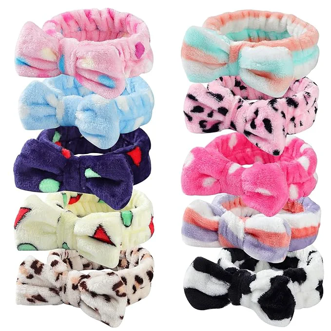 Professional LAXIZAR 10 PCS Bow Headbands Shower Spa Headbands Headwraps Soft