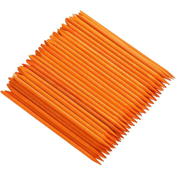 Versatile 100 Pcs Orange Wood Nail Sticks Double Sided Multi Functional Cuticle Pusher Elite