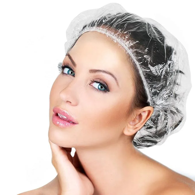 Advanced 50PCS Disposable Shower Caps Plastic Clear Thickening Bath Hair Cap and Thick Official