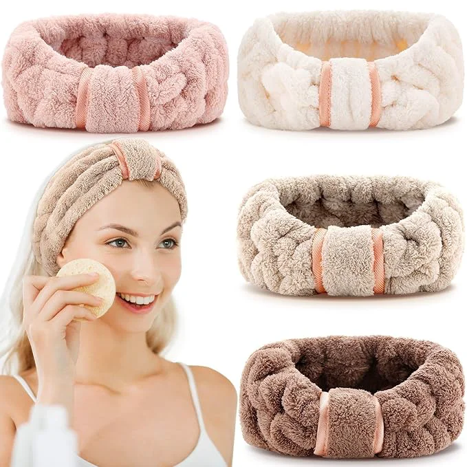 Crafted WILLBOND 4 Pack Microfiber Headbands Spa Facial Headbands Makeup Head bands Luxury