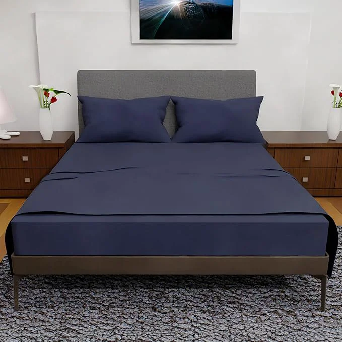 Carefully Designed Full Size Bed Sheets – 4Pcs Bed Sheets Full Size Set Deep Pocket Double Brushed Microfiber Fade Resistant Soft amp Breathable for Cozy and Comfortable Sleep Navy Blue Pure