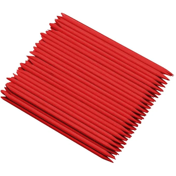 Original 100 Pcs Orange Wood Nail Sticks Double Sided Multi Functional Cuticle Pusher Authentic