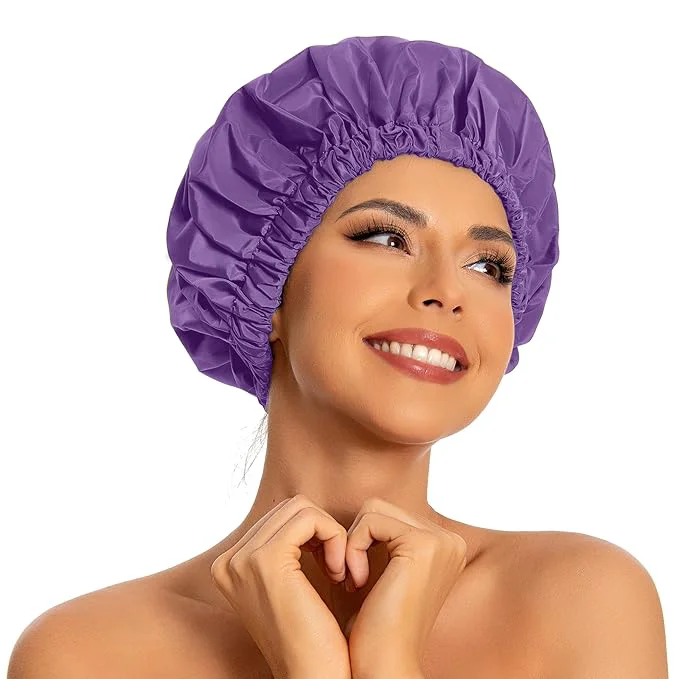 Specialty Reusable Shower Cap for Women Large Waterproof Shower Bonnet Green