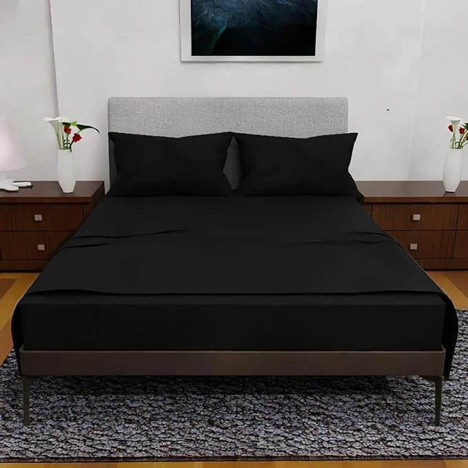 Top-Quality Royal Bliss King Size Sheets Set - 4 Piece Bedding - Wrinkle - Double Brushed Extra Deep Pocket Sheets Cooling Black Crafted