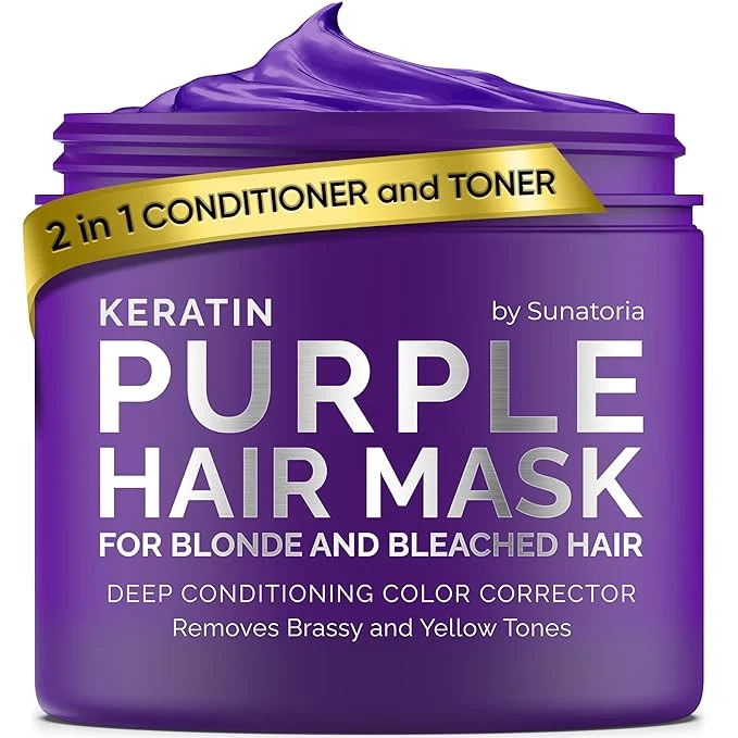 Traditional SUNATORIA Purple Hair Mask for Blonde Bleached Hair 2-in-1 Keratin Toning Expertly Made