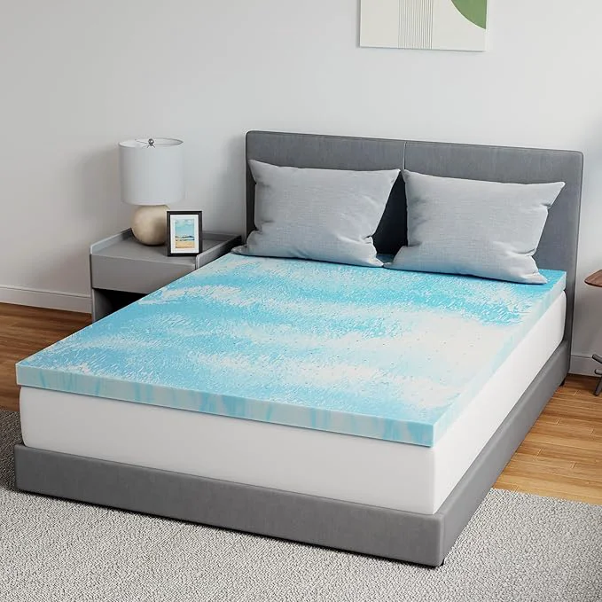 Sustainable Novilla Memory Foam Mattress Topper King - 2 Inch Cooling Gel Infused Memory Foam Slow-Rebound Pressure Relief CertiPUR Comfort for Sleeper Sofa RV Camper Dorm Room Fine