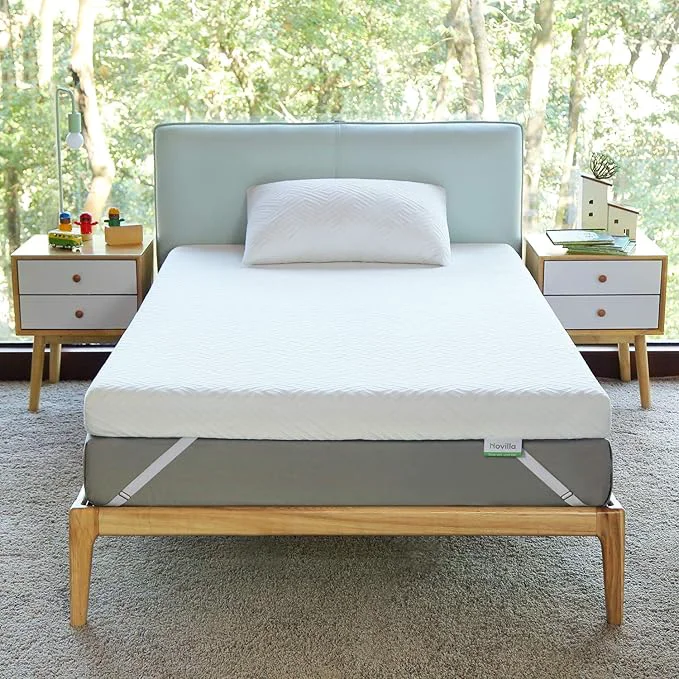 Lightweight Novilla 3 Inch Foam Mattress Topper Twin Medium Firm Memory Foam Mattress Topper Gel Infused for Motion Isolation amp Pressure Relieving with Breathable Cover Twin Size Green