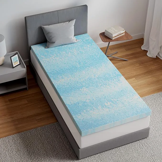 Smart Novilla Memory Foam Mattress Topper Twin XL - 2 Inch Cooling Gel Infused Memory Foam Slow-Rebound Pressure Relief CertiPUR Comfort for Sleeper Sofa RV Camper Dorm Room First-Class