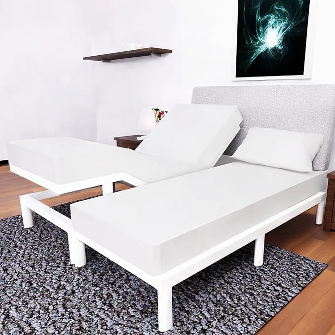 Environmentally Friendly Royal Bliss Split Sheets - 5Pc Set - Easy Fit California King Size - Adjustable Bed Compatible White Top-Quality