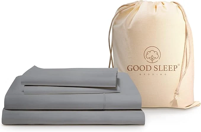 Traditional Good Sleep Bedding Full Size Sheets - Egyptian Cotton Sheets Full Size 4Pc Sateen Weave Hotel Full Size Sheet Sets Soft Full Bed Sheets Deep Pocket Fits Upto 16 quot - Light Grey Superior