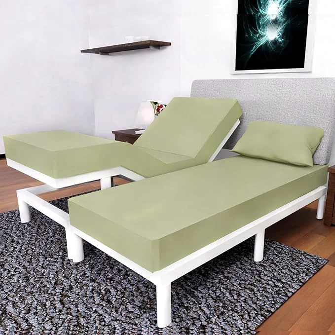 Recyclable Split California King Sheets Sets - 5 Pcs Set - California King Split Sheets Sets Cal King Split Sheets for Adjustable Bed Sage Green Efficient
