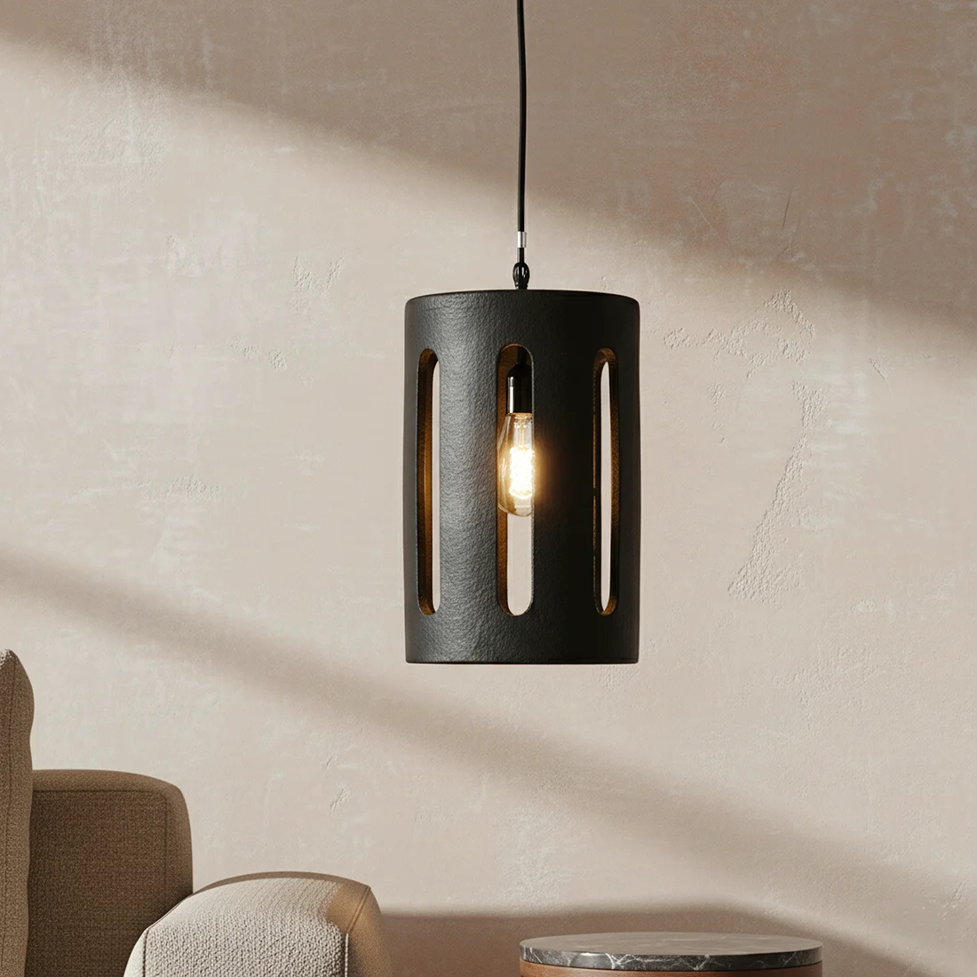 Minimalist Terra hanglamp Long Ark zwart High-End