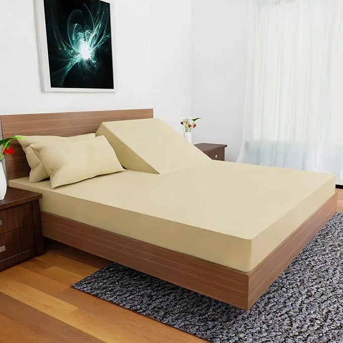 Unique Top Split Flex Head King Size Sheet Set - Egyptian Quality Ultra-Soft Bed Sheets Double Brushed Deep Pockets- Easy Fit - 4 Piece Set- Fade Resistant Tan Clean