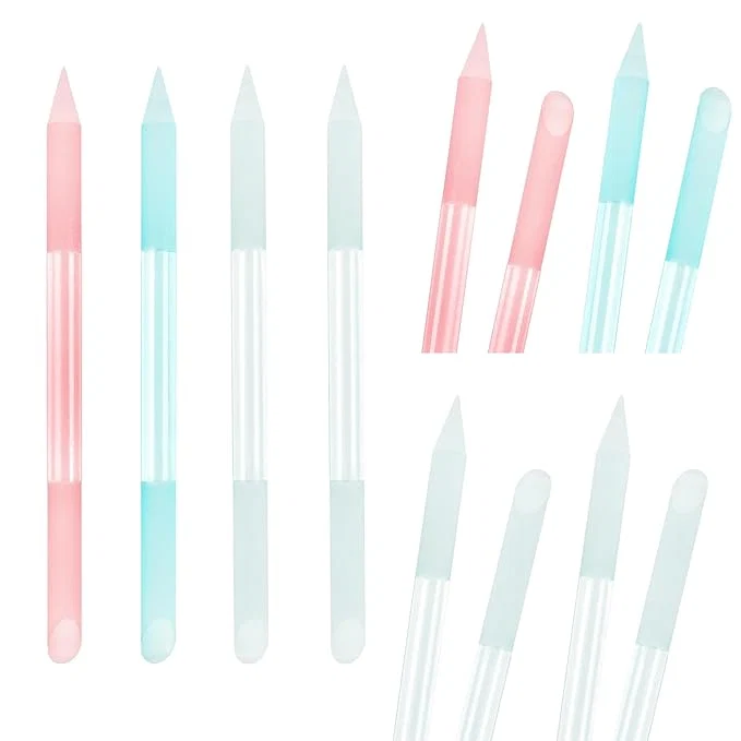 Easy-to-Use 4Pcs Glass Cuticle Pusher Crystal Cuticle Pusher Glass File Dual-Ended Innovative