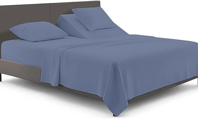 Efficient SGI Bedding Adjustable Split Head Flex Top Queen 32 quot Microfiber Sheet Set -Ultra Soft Cooling amp Deep Pocket 15 Fitted 4-Piece Breathable amp Durable Bedding Set for Split Queen Beds -Mediteranean Blue Superior
