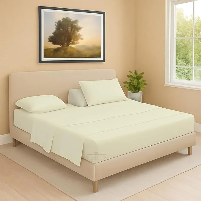 Effective Split Head Flex 2 Qty Fitted Sheet for Adjustable Bed Queen 32 quot Split Down from The Top Egyptian Cotton 600 Thread Count 18 quot Deep Pocket Super Soft Wrinkle Ivory High-Grade