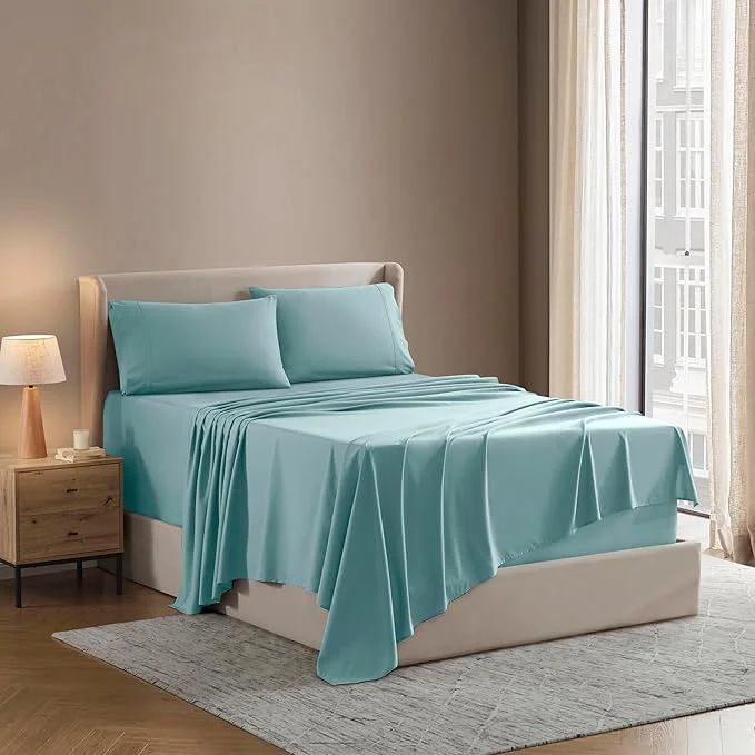 Casual Nestl Queen Sheet Set - Luxury 1800 Ultra-Soft Microfiber Bed Sheets - Double Brushed - Deep Pockets - Easy Fit - 4 Piece Set - Bedding Sheets amp Pillowcases Queen Light Blue Carefully Designed
