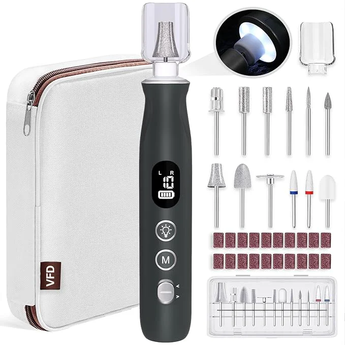 Environmentally Friendly Electric Nail Drill Cordless 2000 mAh Rechargeable Portable Nail File 12 in 1 Fine Crafted