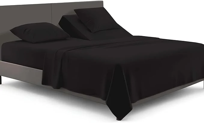 High-Grade SGI bedding Adjustable Split Head Flex Top King 34 quot Microfiber Sheet Set – Ultra Soft Cooling amp Deep Pocket 15 Fitted 4-Piece Breathable amp Durable Bedding Set for Split King Beds -Black User-Friendly