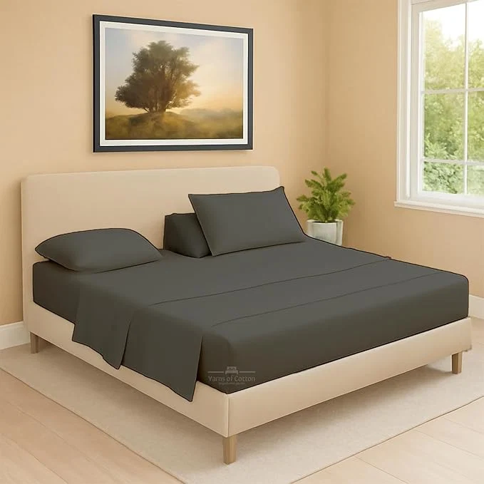 Versatile Split Head Flex 2 Qty Fitted Sheet for Adjustable Bed Queen 32 quot Split Down from The Top Egyptian Cotton 600 Thread Count 18 quot Deep Pocket Super Soft Wrinkle Dark Grey Powerful